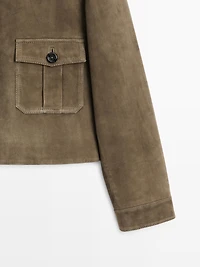 Veste courte en cuir effet daim