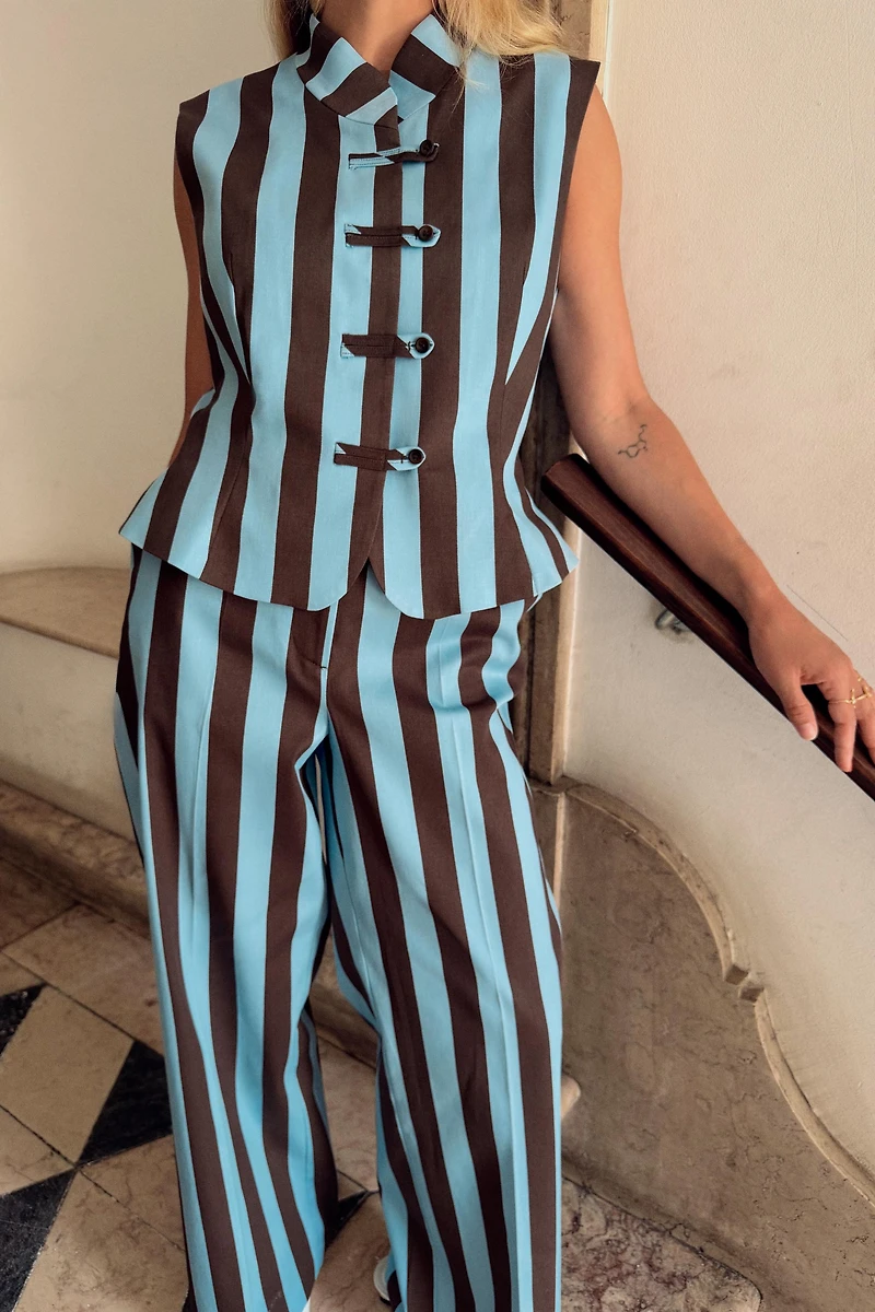 STRIPED STRAIGHT LEG PANTS