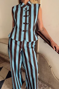 STRIPED STRAIGHT LEG PANTS