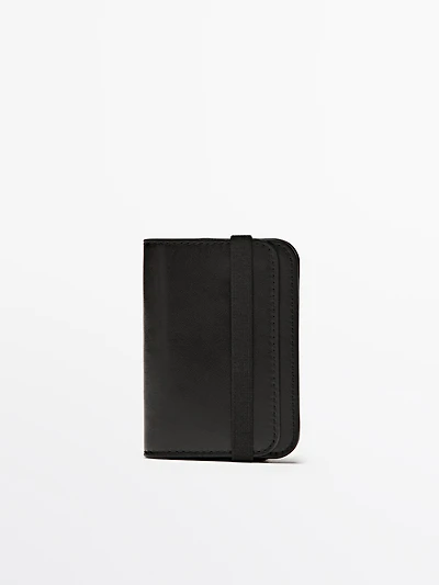 Nappa leather card holder with flap