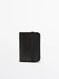 Nappa leather card holder with flap