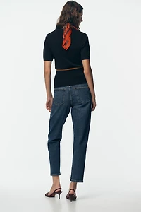 BELTED SHORT SLEEVE KNIT CARDIGAN