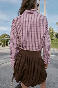 MULTI-POSITIONAL PLAID SHIRT