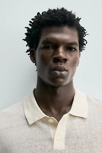 SILK LINEN BLEND KNIT POLO SHIRT
