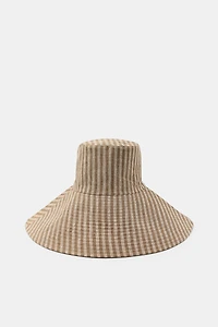 REVERSIBLE 100% LINEN STRIPED HAT
