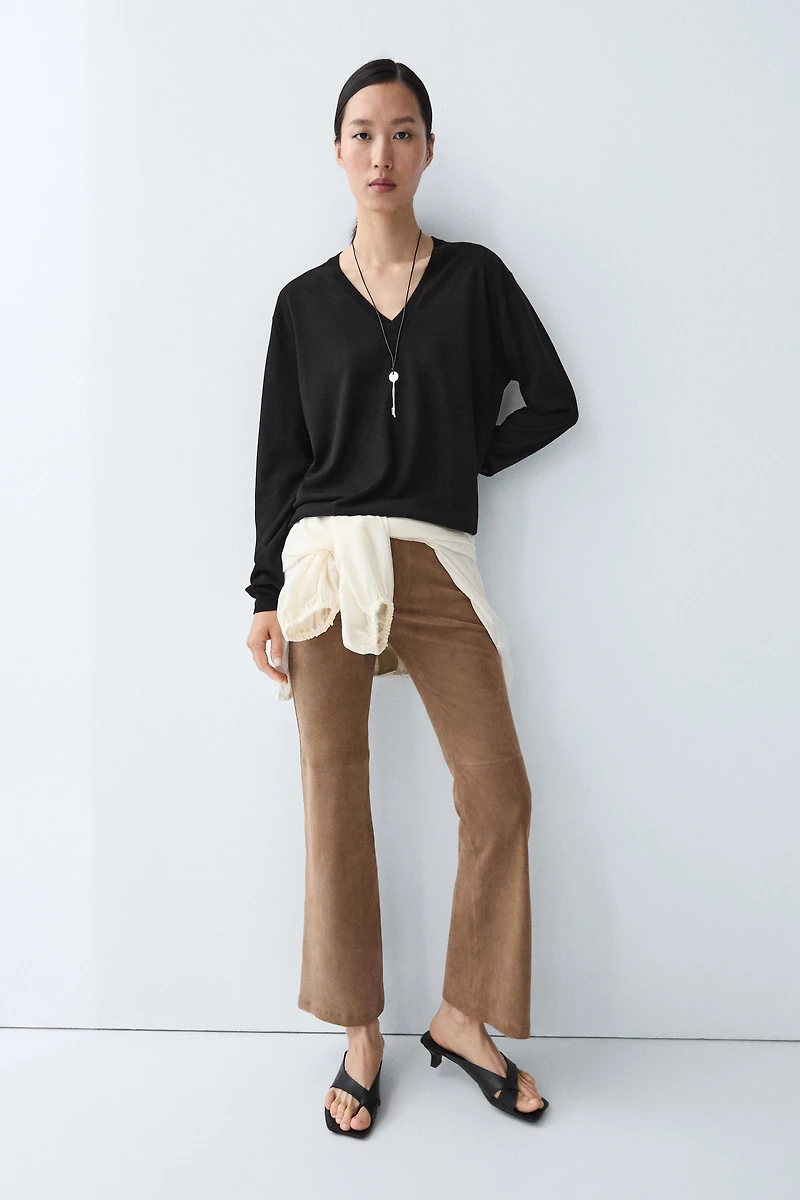 V-neck knit sweater