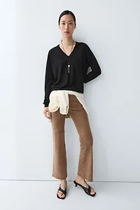 V-neck knit sweater