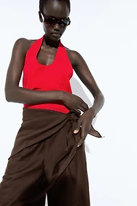 Long flowing Bermuda shorts with scarf detail