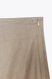 100% LINEN MIDI SKIRT ZW COLLECTION