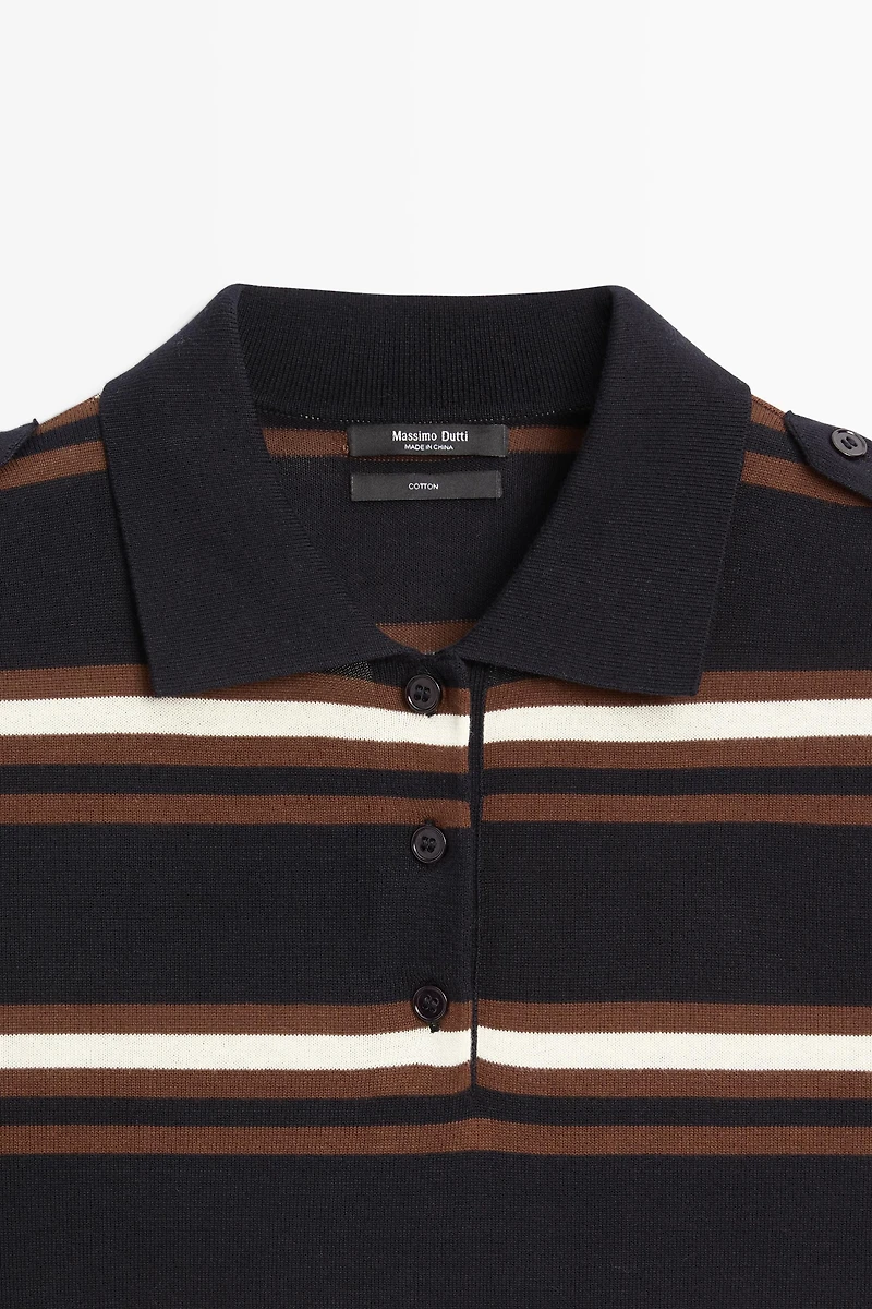 100% Cotton Striped Knit Polo
