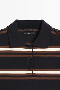 100% Cotton Striped Knit Polo