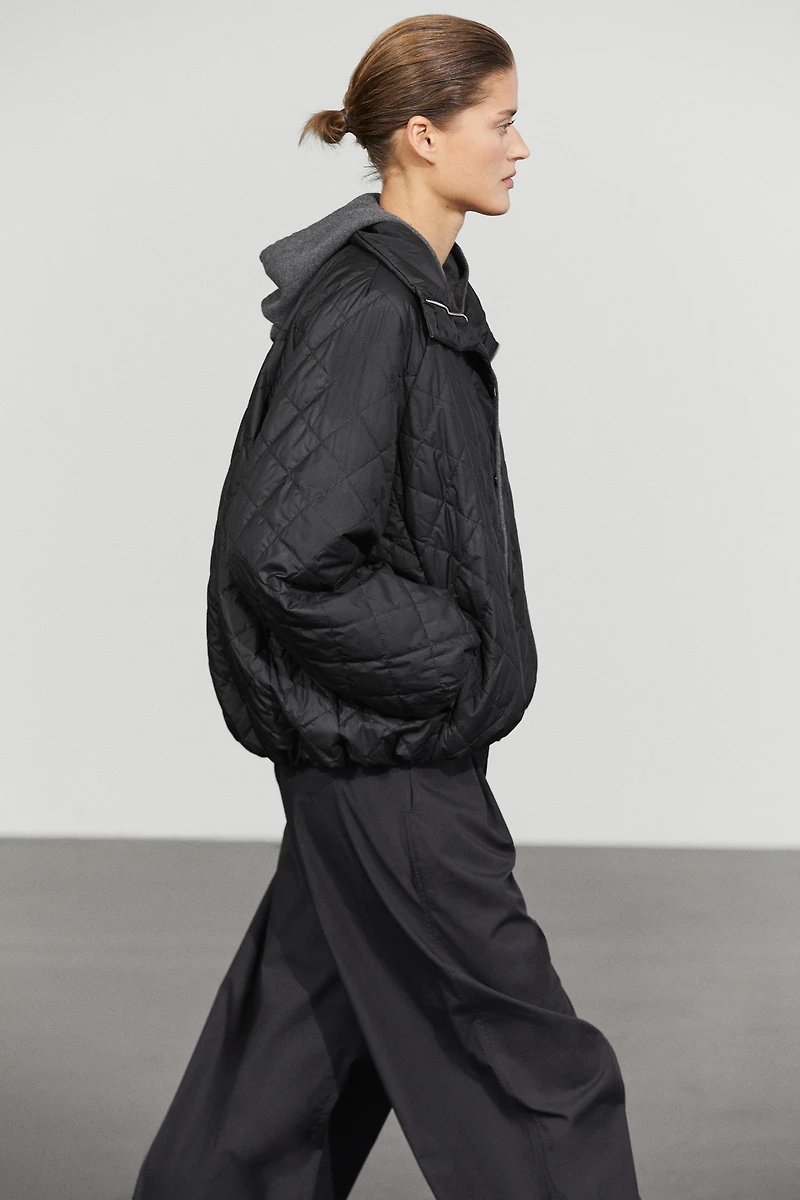 High neck quilted bomber jacket