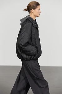 High neck quilted bomber jacket