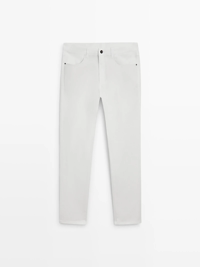 Slim fit denim-effect trousers