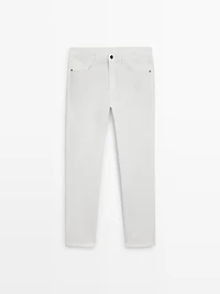 Slim fit denim-effect trousers