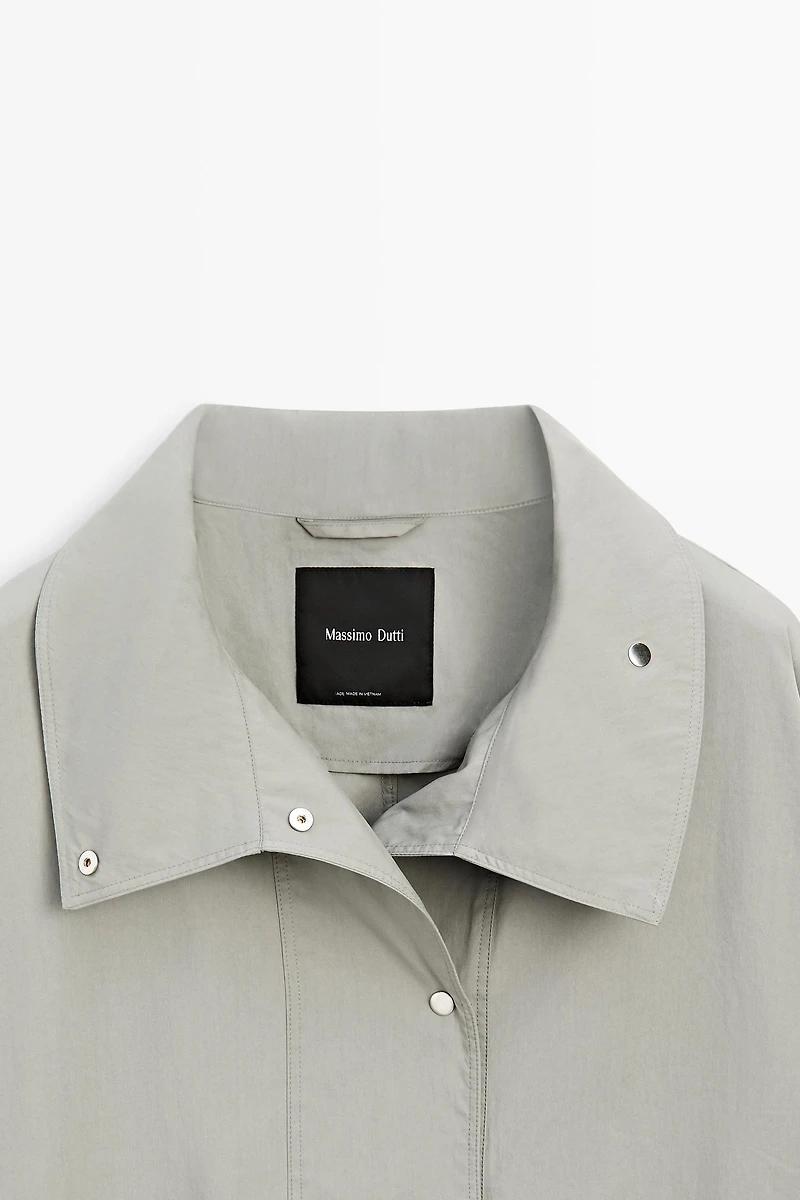 Cotton blend high neck jacket