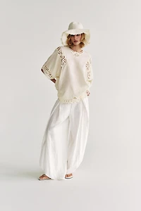 LINEN BLEND EMBROIDERED BLOUSE ZW COLLECTION