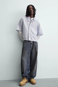 DOUBLE EFFECT SLEEVE STRIPED SHIRT