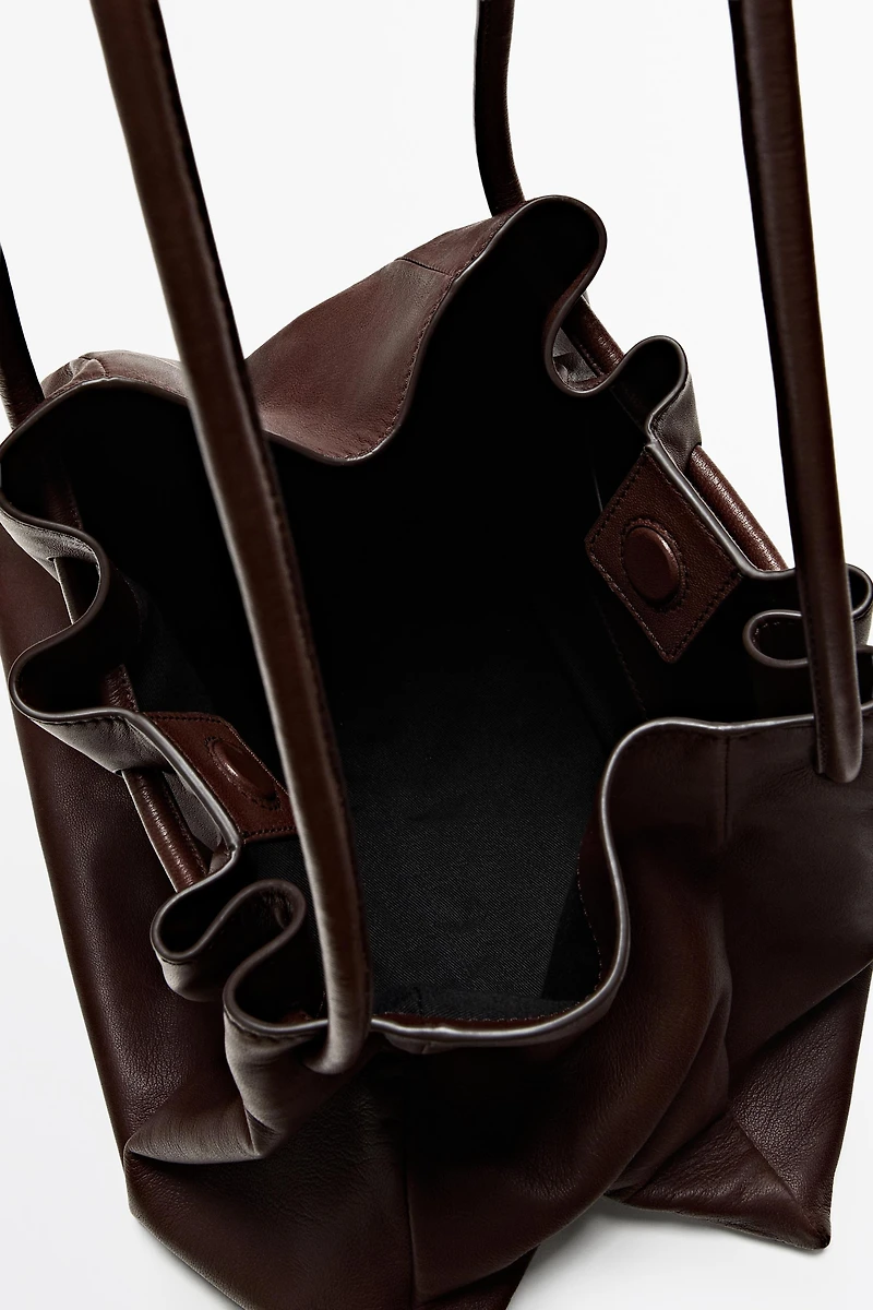Nappa leather ruffled bag