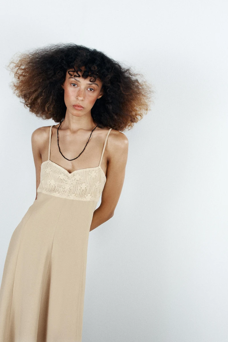 COMBINATION MIDI STRAPPY DRESS