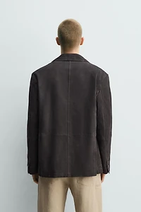WASHED EFFECT SUEDE LEATHER BLAZER