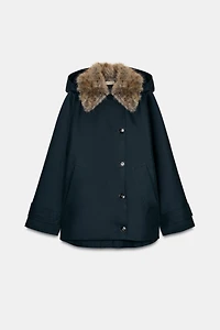 FAUX FUR COLLAR TRENCH COAT ZW COLLECTION