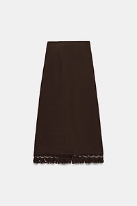 JUPE PARÉO MI-LONGUE À FRANGES