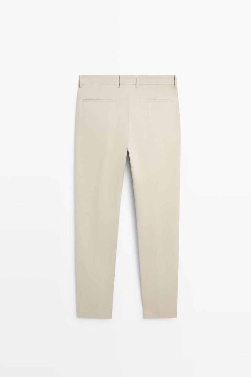 Cotton blend slim fit pants