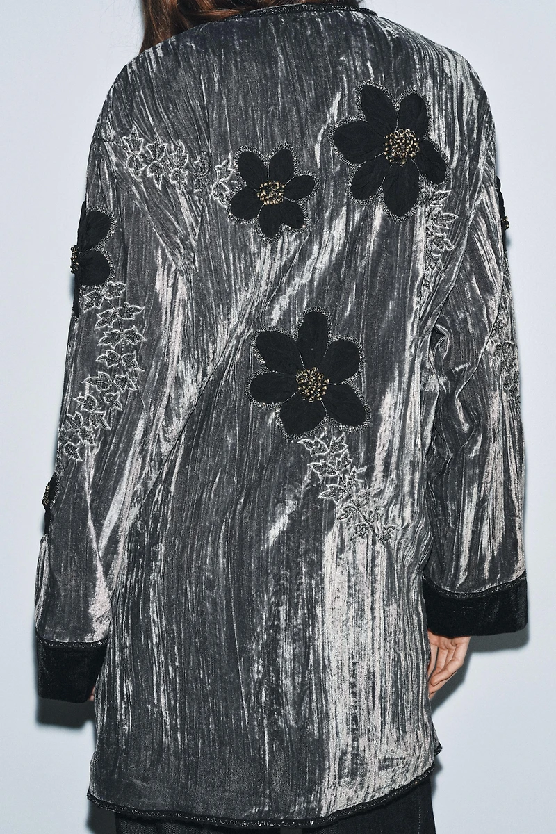 EMBROIDERED VELVET KIMONO ZW COLLECTION LIMITED EDITION
