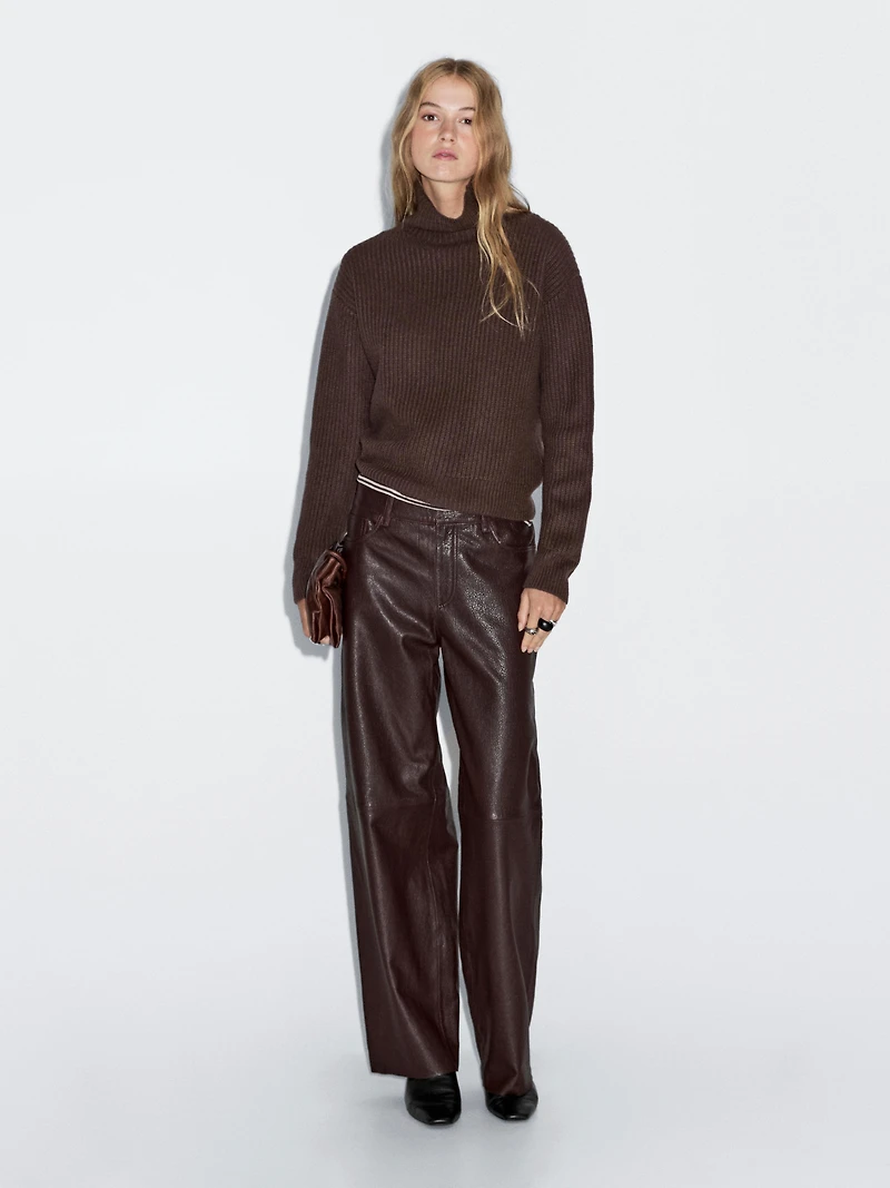 Sheepskin leather trousers with nappa finish