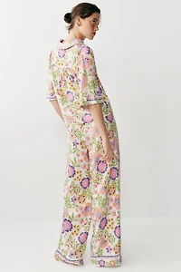 FLORAL PRINT LINEN BLEND SHIRT