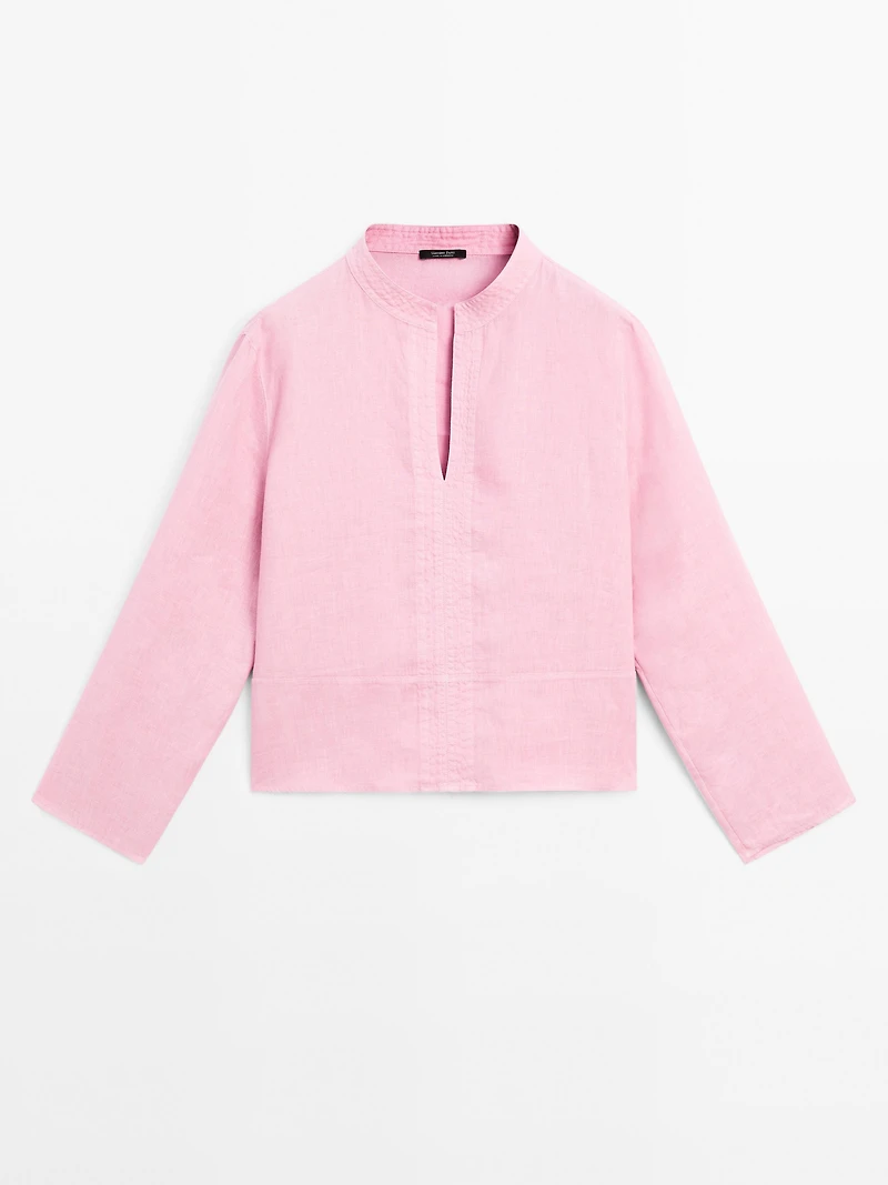 100% linen long sleeve shirt