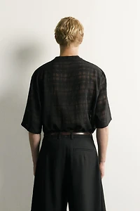 SEMI-SHEER CHECK JACQUARD SHIRT