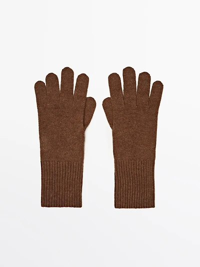 Wool blend knit gloves
