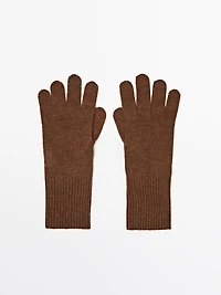 Wool blend knit gloves