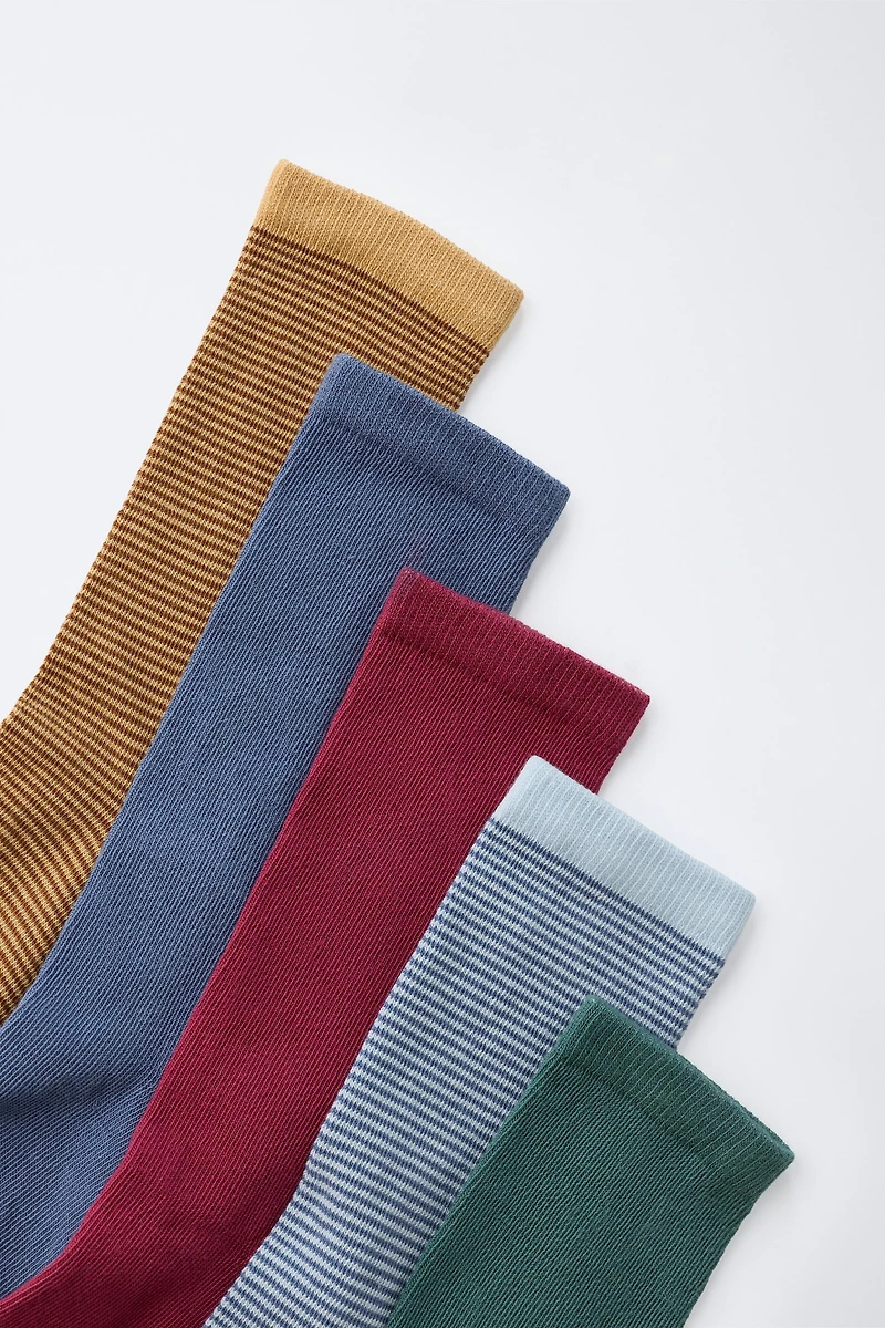 5-PACK STRIPED AND SOLID CREW SOCKS