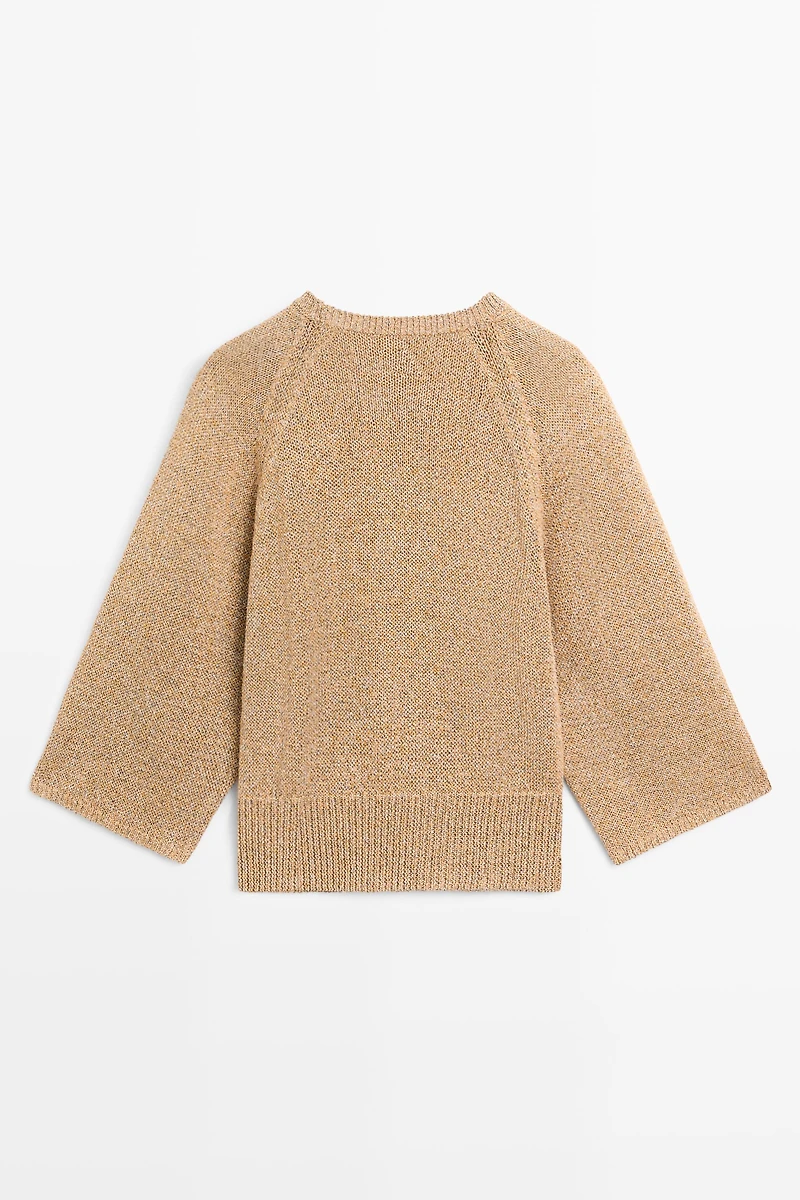 Cotton blend heathered knit sweater
