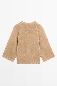Cotton blend heathered knit sweater