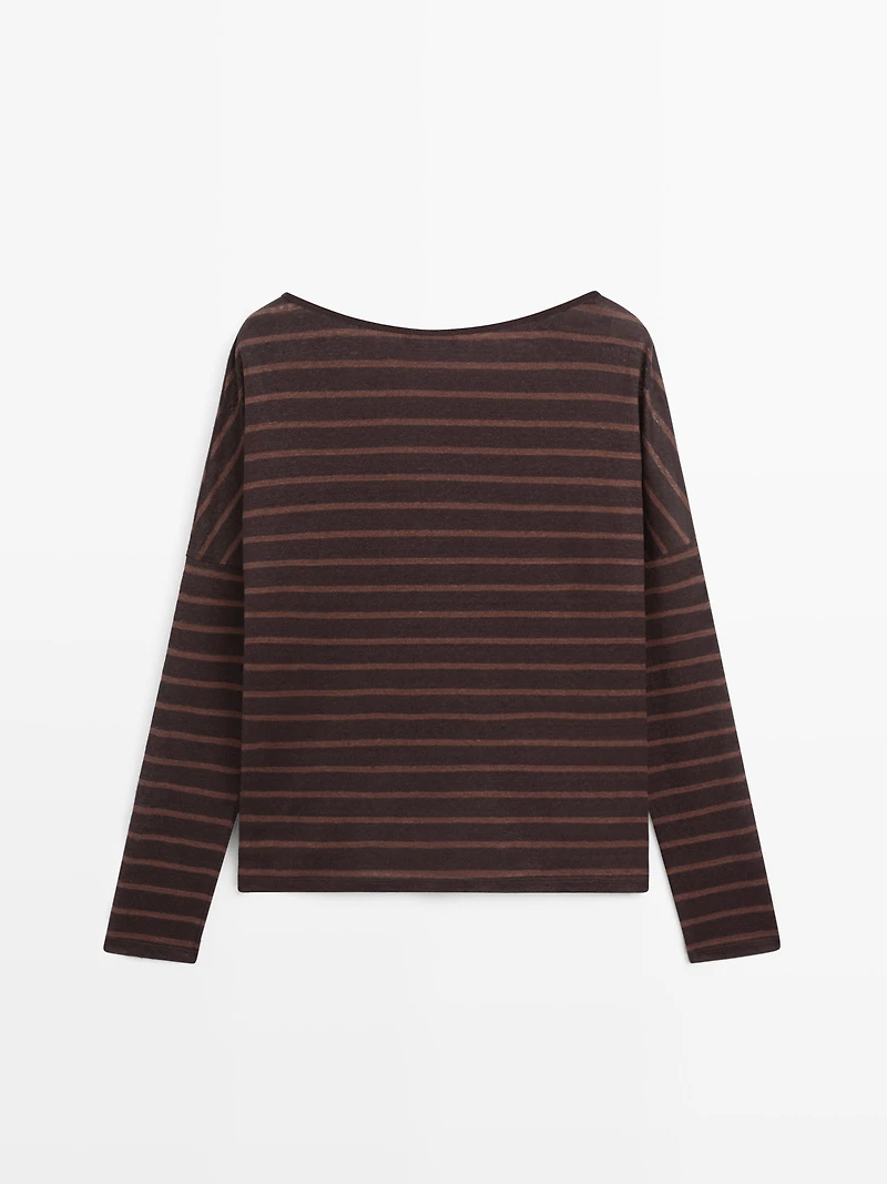Striped linen knit T-shirt