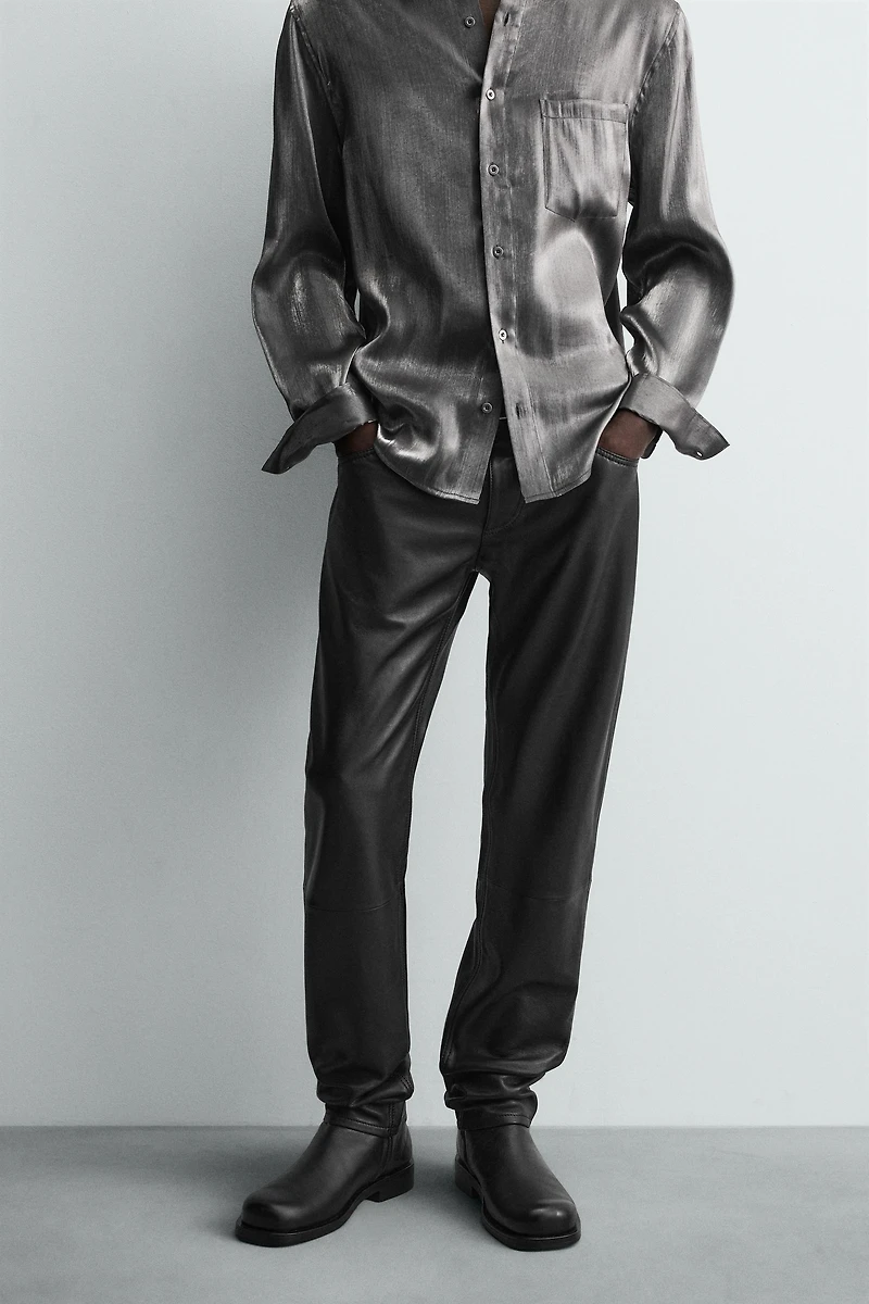 LEATHER SLIM FIT PANTS