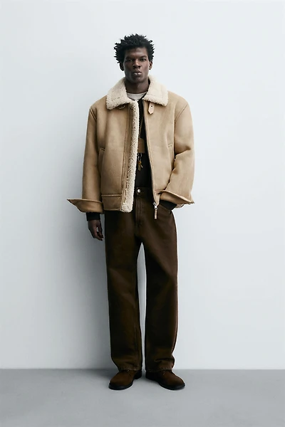 DOUBLE FACED FAUX SUEDE JACKET