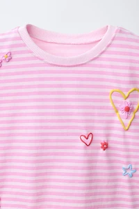 STRIPED T-SHIRT WITH EMBOSSED DETAILS