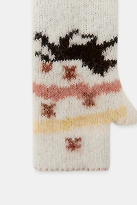 PRINTED KNIT MITTENS