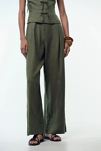 LINEN BOW STRAP JUMPSUIT
