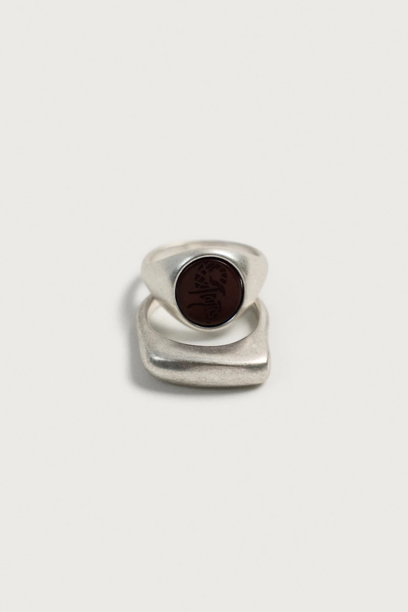 PACK OF 2 MIXED METAL RINGS