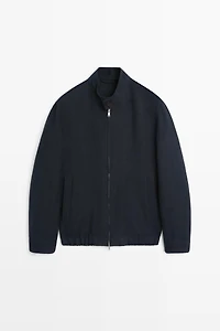 100% linen banded collar jacket