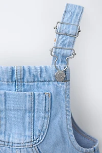 CROCHET FLORAL DENIM OVERALL SHORTS