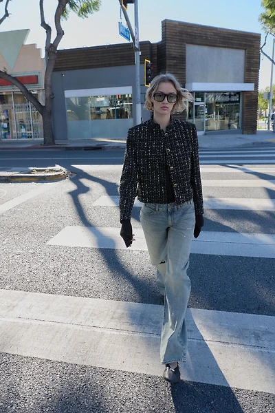 METALLIC THREAD TEXTURED BLAZER