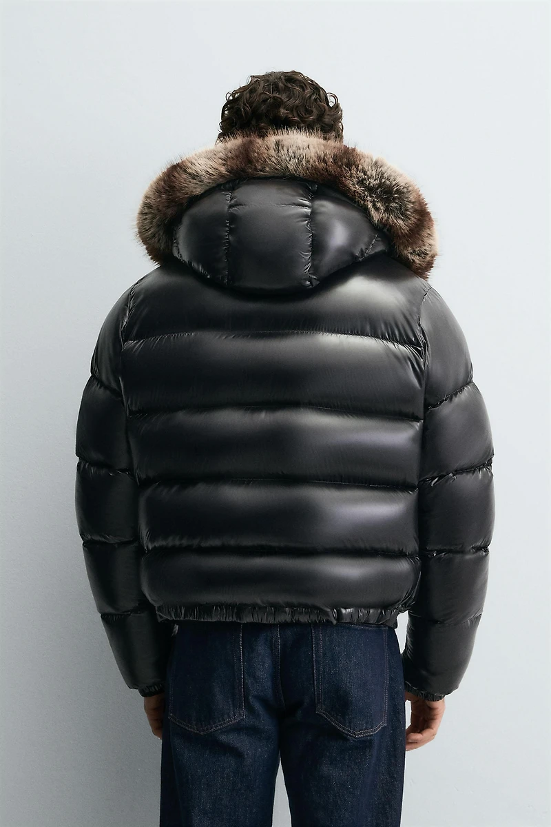 100% FEATHER PUFFER JACKET WITH HOODIE