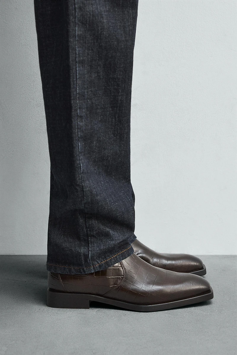 BOTTES EN CUIR GRAVÉ CROCODILE